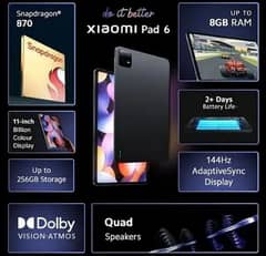 redmi pad 6 8/256 GB just box open lush condition