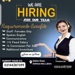 Urgent hiring for call center job for female's