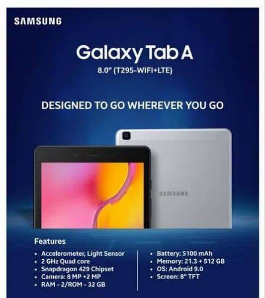 Samsung Galaxy Tab T295 2gb/32gb 4g LTE Calling Official Pta Approved 0