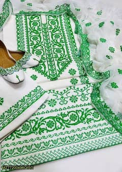 4 Pcs women's unstitched cotton embroidered suit