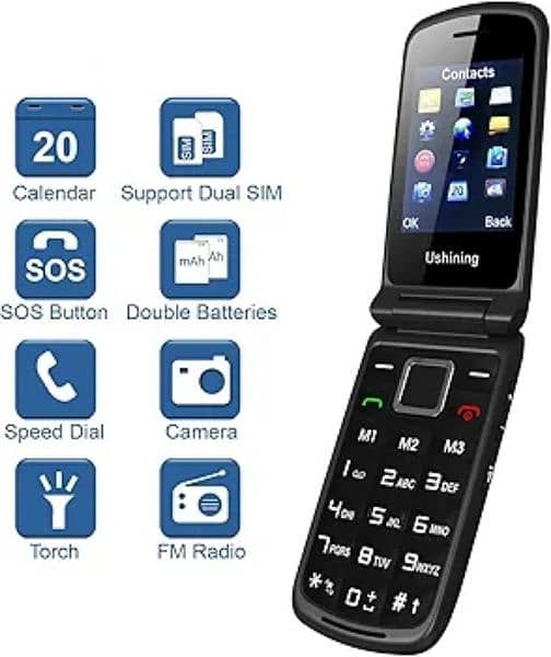 Folding mobile phone flip mobile phone dual SIM torch camera (non PTA) 7