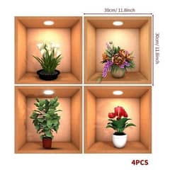 4 Pcs Wall Decor 3D sticker removeable