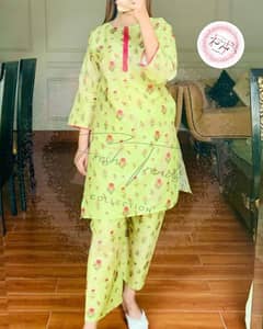 2Pc Women Stitched Lawn Printed Suit