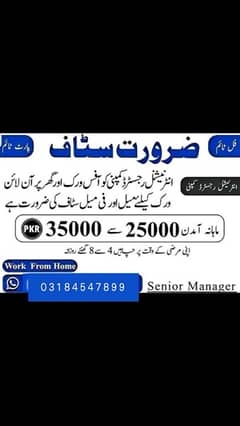 Online and office jobs for female amd male