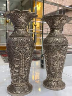 Pair of Old Antique silver (pure Chandi] vases