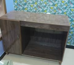 Wooden Table with Storage Cabinet