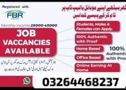 JOB Opportunity FOR MALE FEMALE & STUDENT