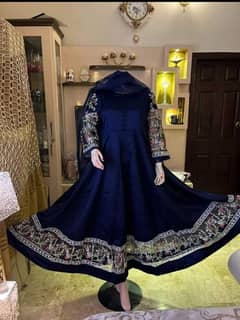 3 Pcs Women's Stitched  Silk Embroidered Maxi Suit
