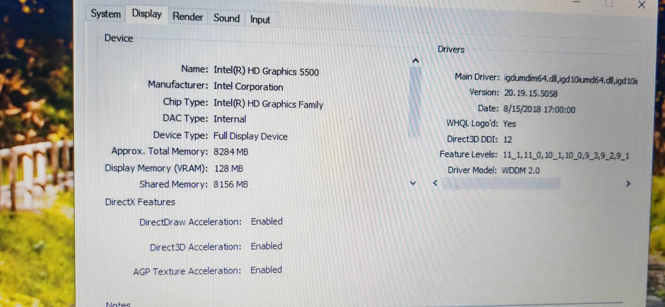 HP ENVY 17 Notebook Intel(R) Core(TM) i7-5500U 4gb Nvidia 11