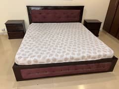 Solid Diyar wood Bed and side table.