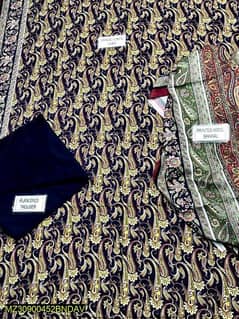 3 PCs women's Unstitched linen printed suit