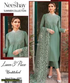 3 Pcs woman's unstitched Lawn printed suit/2 Pcs Unstitched Lawn Suit