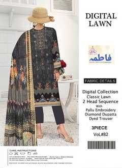 3 pcs Women Lawn Printed Suit