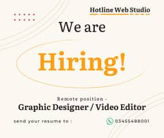 Graphic Designer/ Video Editor Required - Remote Base