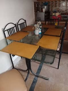 glass dining table and chair