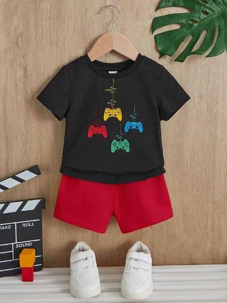 boys jersey printed t-shirt and short set 1