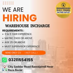 Warehouse incharge job in wall panel showroom