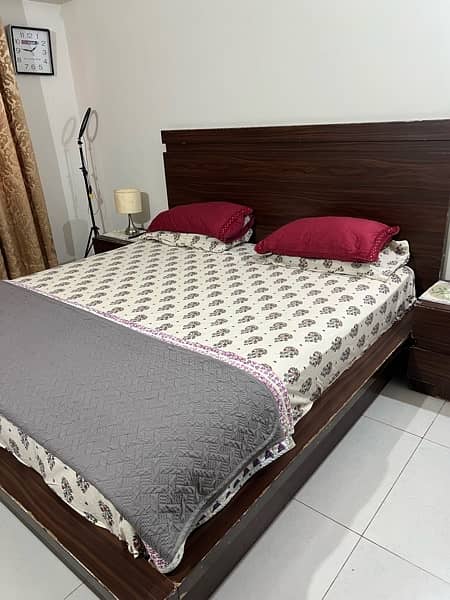 Wooden king size Bed set with Mattress 1