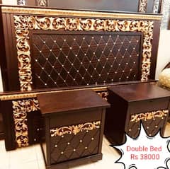 Double bed |Wooden bed | Poshish bed | Side table dressing |Furniture