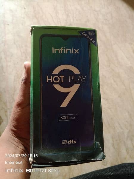 Infinix hot 9 play original box charger 7