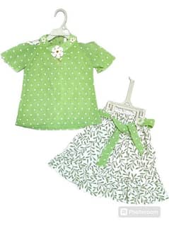 2 Pcs Girl s chiffon printed shirt And shorts set