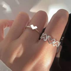 2pcs alloy silver plated trendy heart disign ring set