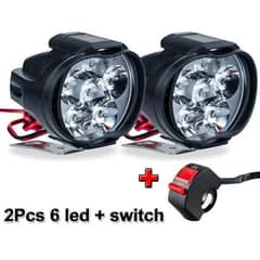 2 PCs Motorcycle Headlight Plus Switch LED White Super Bright