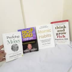Pack of four books Rich dad poor dad, Think and grow richAtomic habits