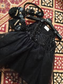 Beautiful and stylish black fancy net frock (branded)