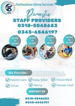 House maids/Nanny/Baby Sitter/Female Cook/Driver/Patient Care