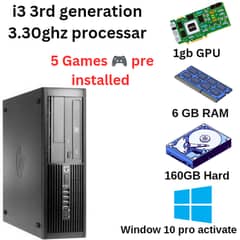 i3 3rd generation pc 1gb GPU 160gb hhd 6gb ram window 10 active