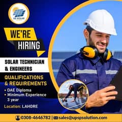 Solar Technician and UPS inverter repair engineer required