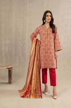 3 PC's women unstitched printed lawn shirt| Order Now Free Delivery
