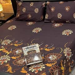 3 Pcs Cotton Salonica Printed Double Bedsheet (Free Delivery)