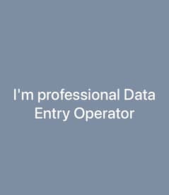 I'm professional Data Entry Operator