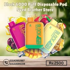 block 6000 puff pod more pods and vapes, flavours available