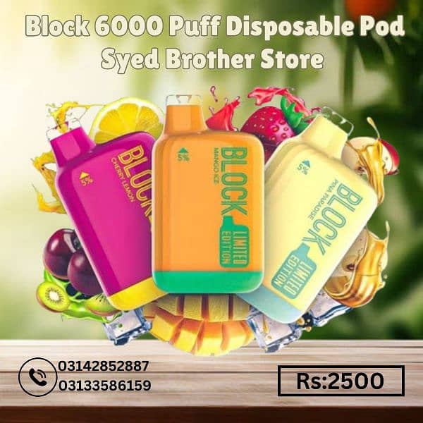 block 6000 puff pod more pods and vapes, flavours available 0