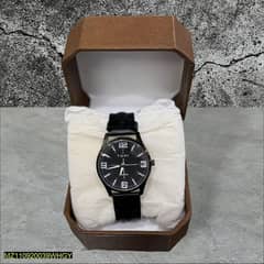 men's leather strap watch