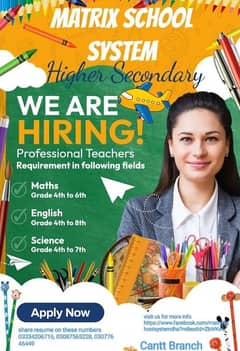 Teachers/Female Receptionist Required