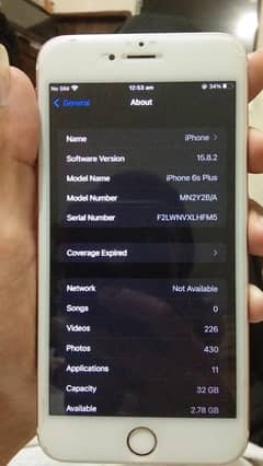 iPhone 6s Plus non PTA 32 gb battery health 82