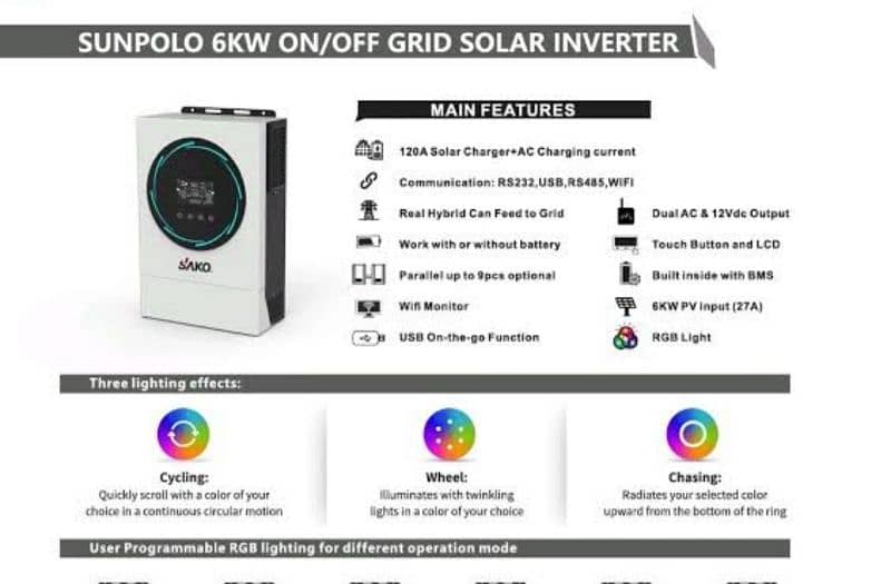 6kw Sako sunpolo pv6000 net metering dual out put 2