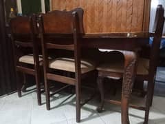 Pure Wooden Dining Table with 6 Chairs