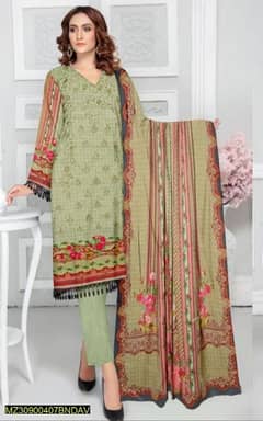 3 pics womens Unstitched linen Printed suit