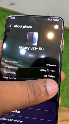 Samsung S21 plus 5G 8GB/128GB NON PTA 04 months sim time 10/10