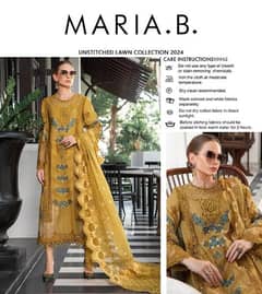 3 Pcs Women's unstitched Lawn embroidered Suit