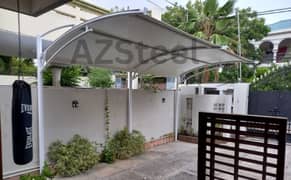 Tensile fabric Car parking shade for protection from heat