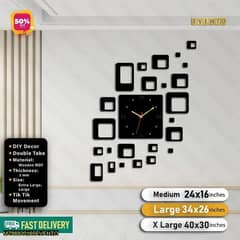 Square  box wonden wall clock - Extra large