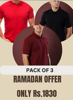 Vip DeaL on Three T shirts PLain Men Polo T Shirt for summer stylish