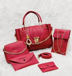 Important 5 pcs women's fancy pu leather hand bags set free delivery