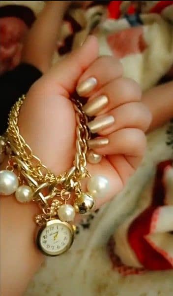 Golden Pearl Watch Bracelet For Girls-Women 1